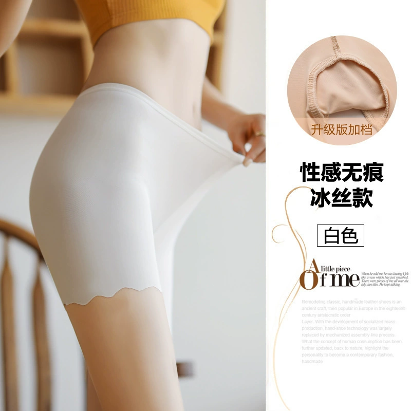 Silk White Protective Underwear, Thin Shorts, Plus Size, Comfortable, Breathable, Soft Fabric