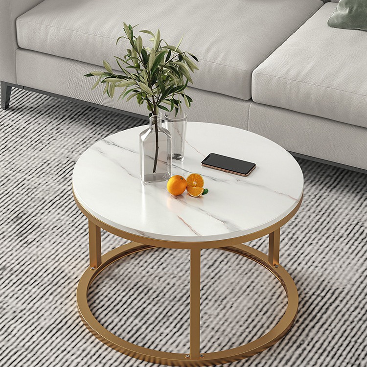 Mesa redonda simple para la sala de estar, mesa redonda pequeña para el hogar, mesa de té simple y de alta calidad, mesa de té de estante combinada