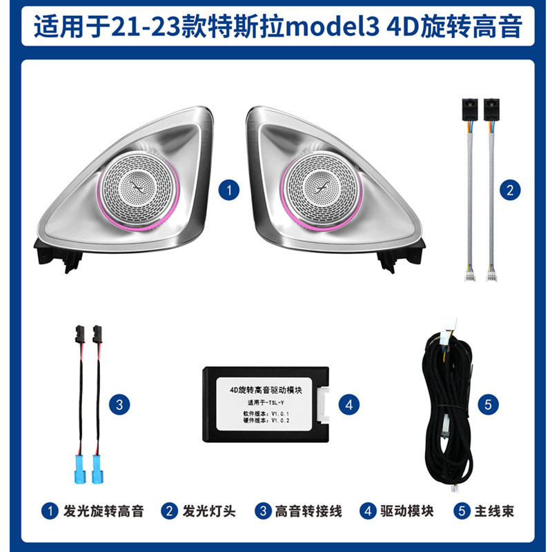Aplicable a 21 - 23 Tesla Model3 4D Rotating Tone Atmosphere Light