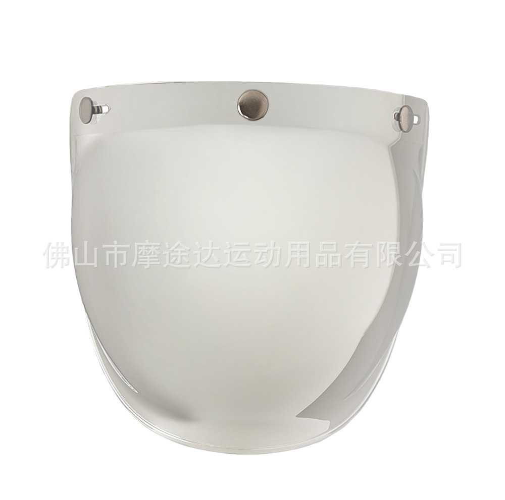 Retro Motorcycle Helmet Lens with Curved Surface, Three-Button Bubble Mirror, Multi-Color Windproof and Uv Protection Shield