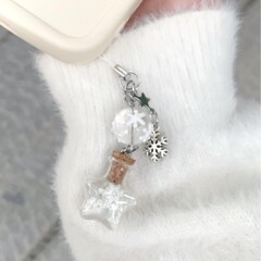 【雪花願い事瓶】手作りビーズ手作り少女心シンプルinsストラップかわいい