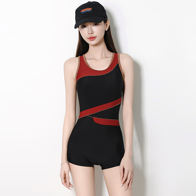 25 New plus size Conjoined Swimsuit Women's Conservative Hot Spring Slimming Belly Covering Professional Competitive Training Clothing Swimsuit