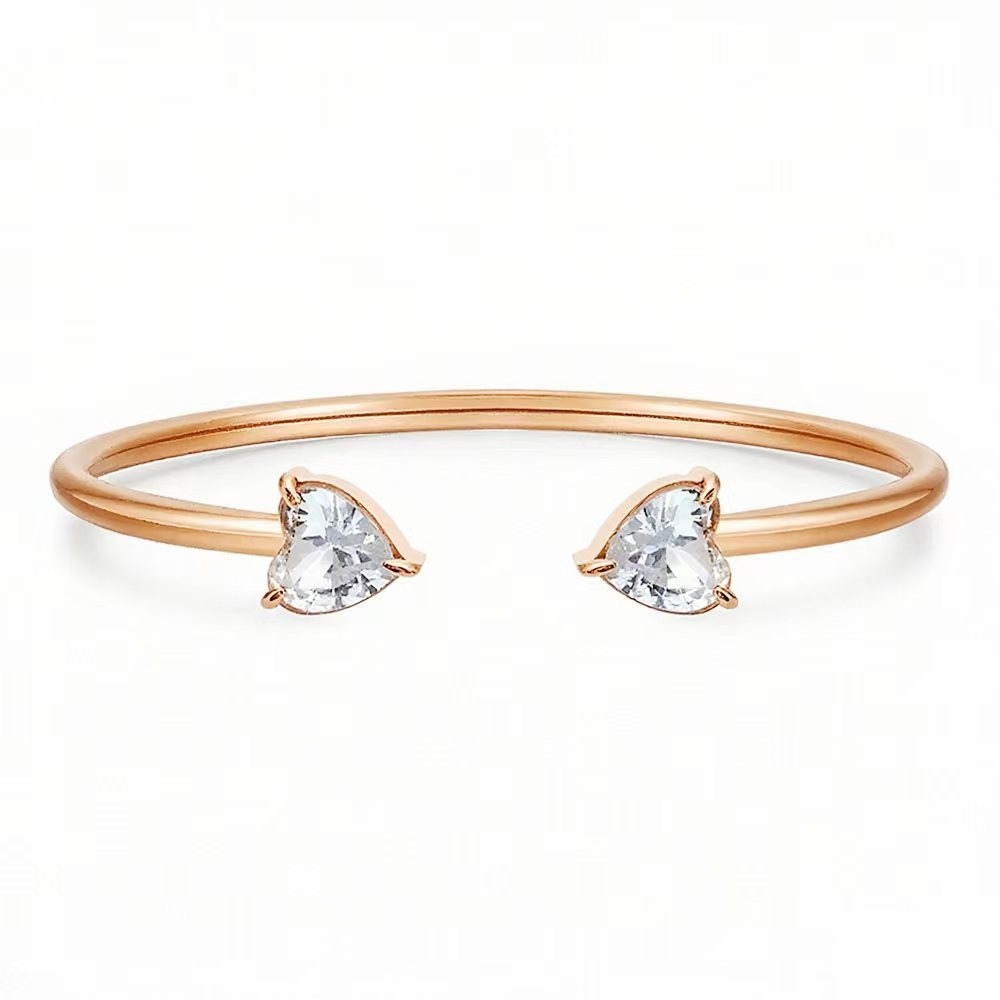 Golden bracelet heart-shaped, pink gold