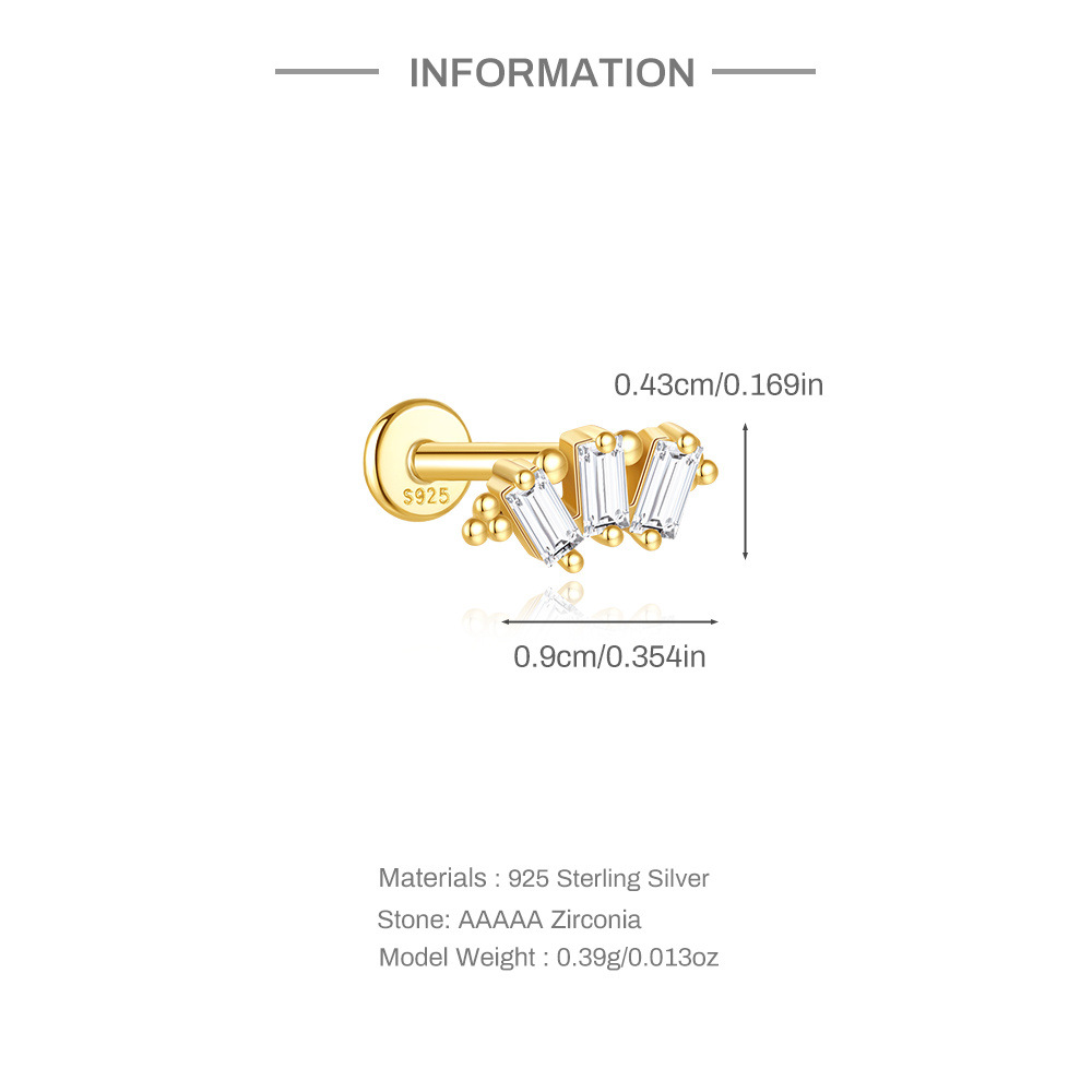 1g Weight Zircon Inlay Material Ear Studs Classification Ear Cartilage Rings & Studs Piercing Type 1 Piece Quantity Daily Occasion 925 Sterling Silver Material Geometric Pattern All Seasons Season Unisex Gender Elegant, Simple Style Style 1 Piece Ear Cartilage Rings & Studs Elegant Simple Style Geometric 925 Sterling Silver Zircon Ear Cartilage Rings & Studs 6