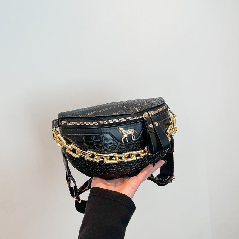 Bolsa de pecho para mujer 2025 nuevo bolso de hombro con patrón de cocodrilo de moda cadena bolso pequeño riñonera bolso de silla de mensajero de banda ancha