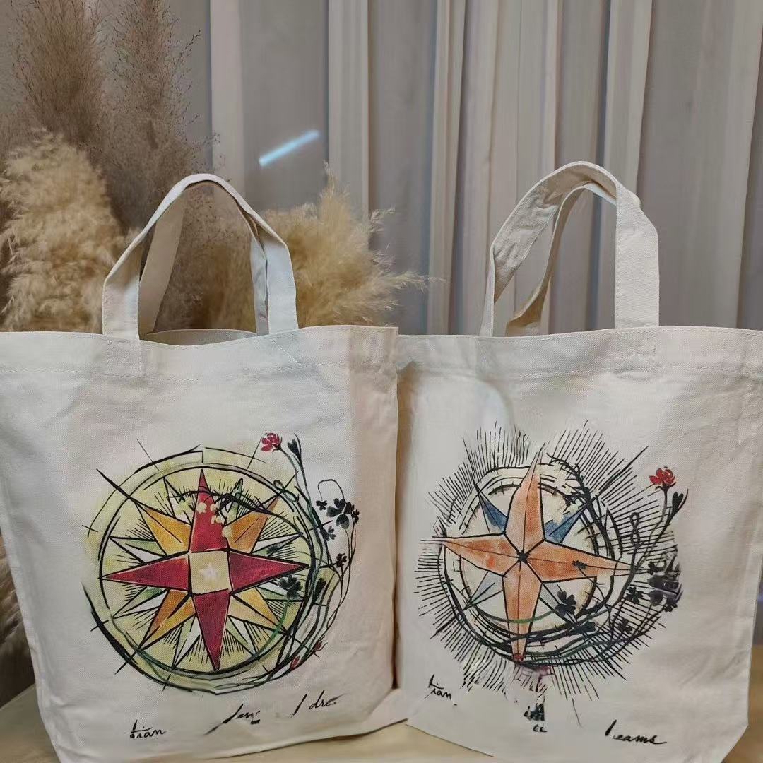 D 카운터 기념일 전시회 기념품 친환경 쇼핑백 일, 달, 별 시리즈 토트백 휴대용 캔버스백