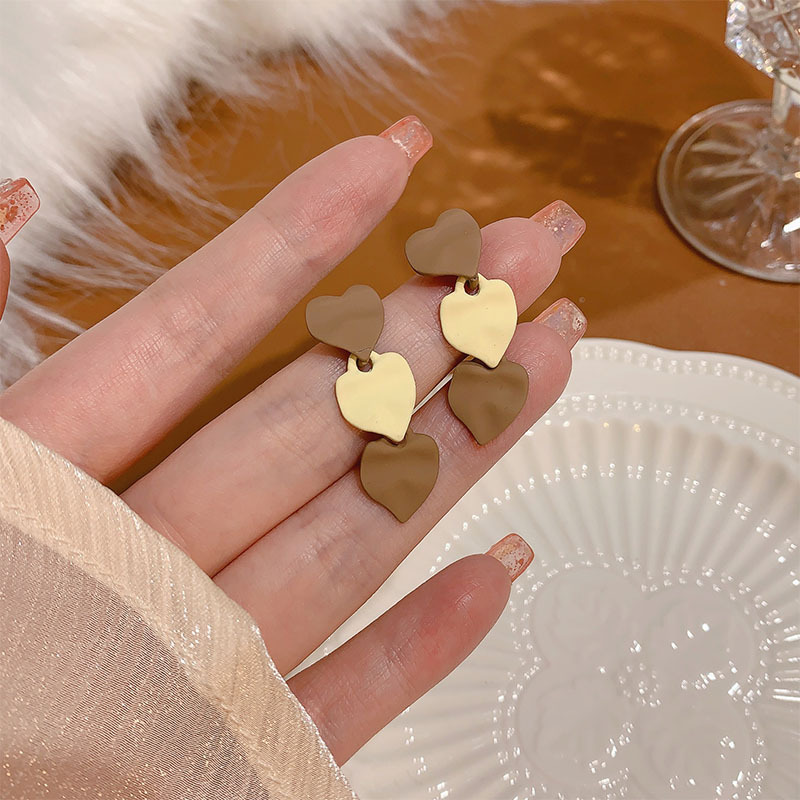 15g Weight 1 Pair Sweet Square Heart Shape Butterfly Alloy Drop Earrings