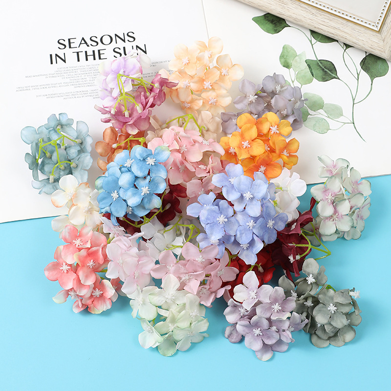 Artificial Flowers Hydrangea Flower Heads DIY Materials Small Fresh Flowers Fake Flowers Artificial Flowers High-End Realistic Scene Arrangement