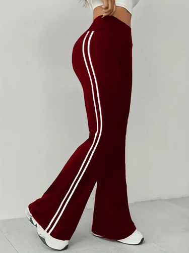 Cross-border Temu women's high-waisted draping wide-leg casual pants for spring and summer new yoga bell-bottom pants with side white stripes