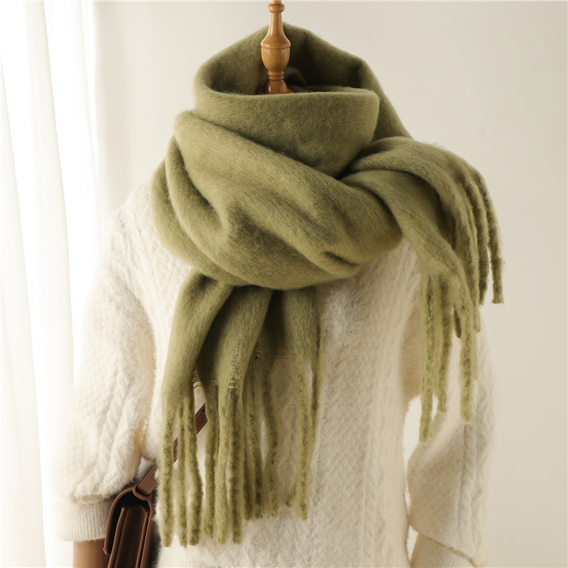 Mohair Schal Für Damen Und Herren Mit Fransen Und Perlen_voghion.com