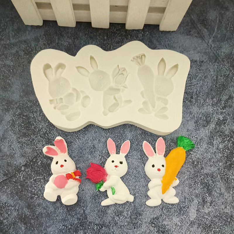 Easter Biscuit Rabbit Egg Silicone Mold DIY Chocolate Cake Baking Tools Clay Epoxy Mold