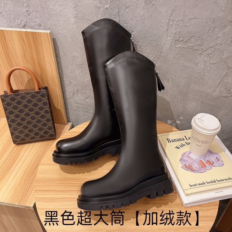厚底高筒靴秋冬加绒长筒靴骑士靴小个子马丁靴女长靴新款中筒2025|undefined