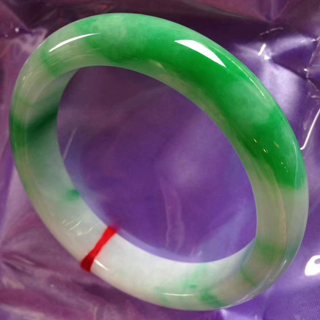 Изумрудный Ян зеленый нефритовый браслет натуральный Мьянма широкая версия плавающий цветок лед клейкий зеленый острый зеленый нефритовый браслет женский оптовая продажа