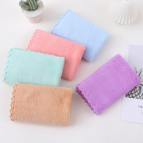 Coral velvet square towel, children's baby face and hand towel, soft and comfortable washing kindergarten baby square towel
