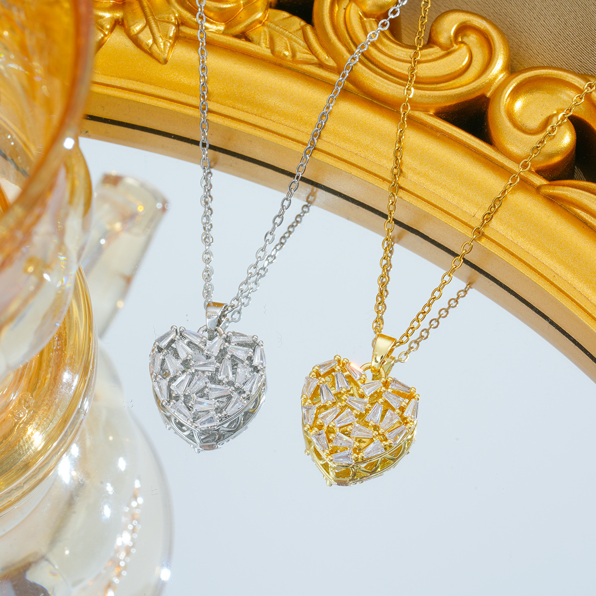 Zircon Inlay Material Pendant Necklace Classification Wholesale Jewelry IG Style Shiny Bear Heart Shape Butterfly Titanium Steel Copper Pearl Zircon Plating Inlay Pendant Necklace Cable Chain