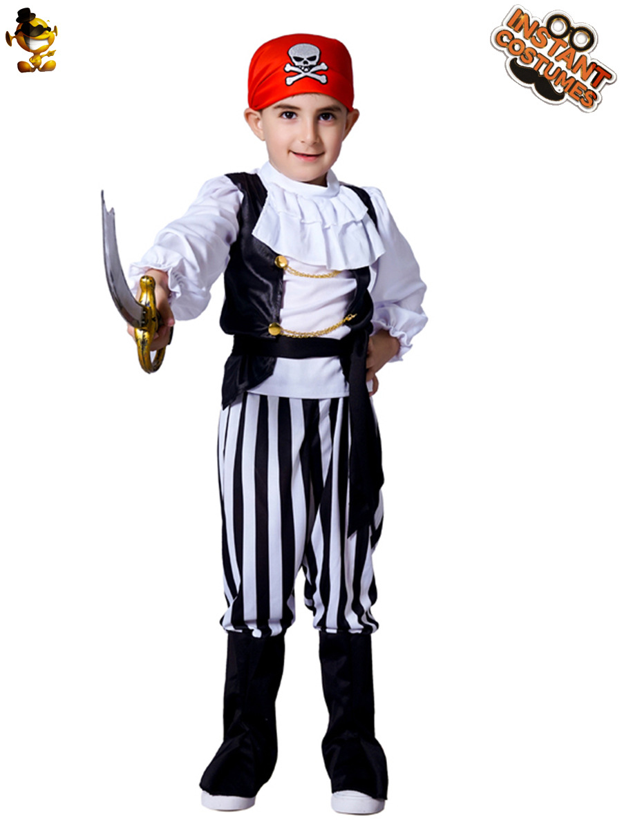 Traje de pirata de los hombres frescos de los niños transfronterizos Halloween carnaval niños pirata fiesta traje Cosplay traje image 3