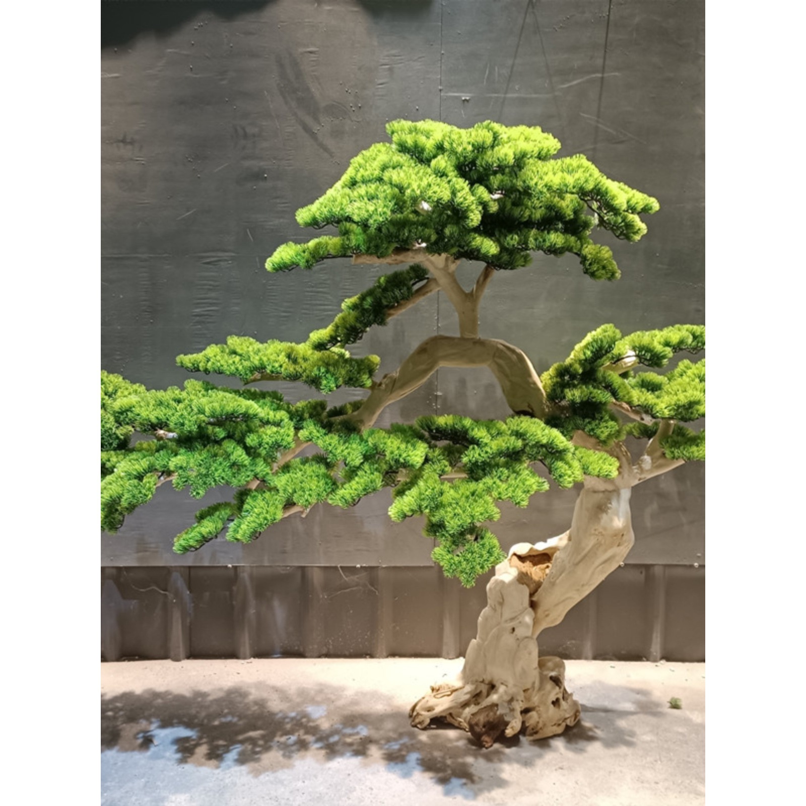 迎客松造景仿生罗汉松假松树商场酒店装饰造型迎客松景观摆件