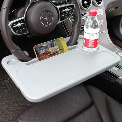multifunctional small table car office – Car table board - classic-gray-can-be-used-on-both-front-and-back