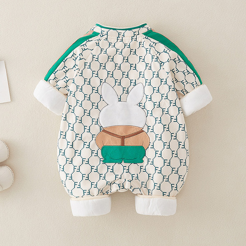 Baby Bodysuit Spring and Autumn Season Unisex Outfit Cartoon Embroidered Mr. Rabbit Crawling Suit Newborn Hanger