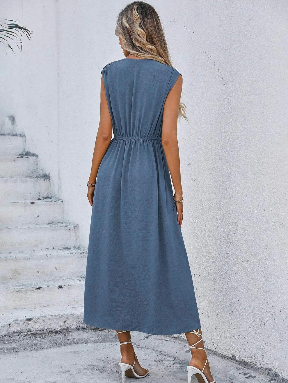 327g Weight Midi Dress Dress Length Type Sleeveless Sleeve Length Sheath Dress Dresses Type Sleeveless Sleeve Type Polyester Fabric Type Elastic Waist Waist Line Holiday Occasion Round Neck Neckline Regular Fit Fit Type Solid Color Pattern Summer Season Women's Gender Streetwear Style Wholesale Women's Streetwear Solid Color Holiday Round Neck Sleeveless Sheath Dress 20