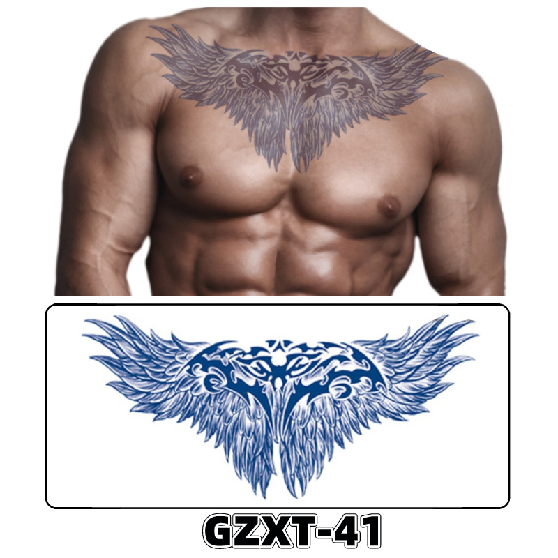 Pegatinas de tatuaje de jugo de pecho de flores pegatinas de tatuaje de hierbas de brazo grande de flores sudor impermeable media hoja alas de flores pegatinas de tatuaje al por mayor