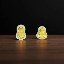 4D金镶和田玉弥勒佛观音吊坠足金镶嵌男女款一手货源厂家批发