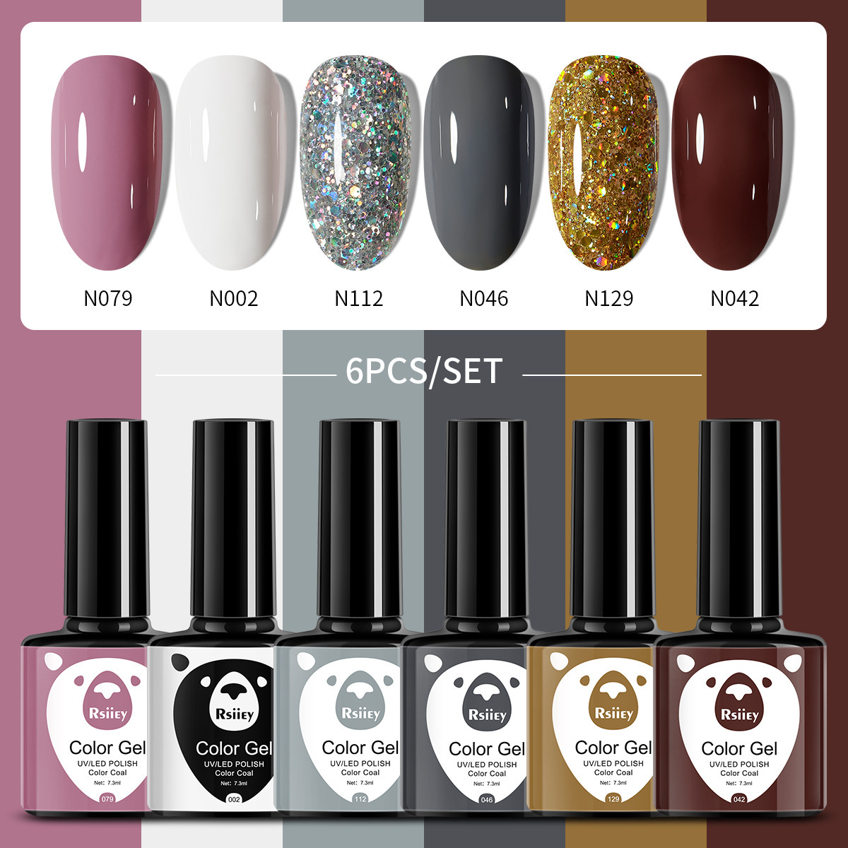 6-color nail polish glue suit popular color painted glossy cat eye UV phototherapy glue for nail salon