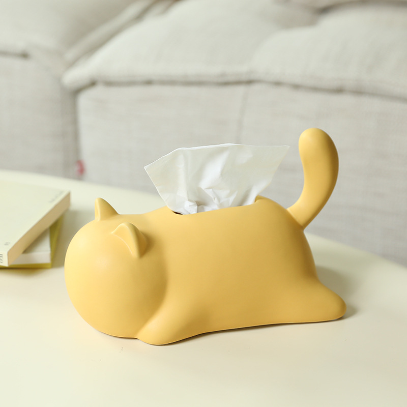 Creativo gato caja de toallas de cerámica decoración caja de papel doméstica mesa de té sala de estar caja de papel decoración al por mayor