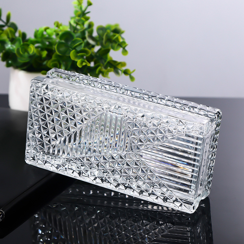 ladrillo de vidrio ultra blanco ladrillo de cristal pared de partición transparente baño opaco ladrillo hueco de patrón solar rojo