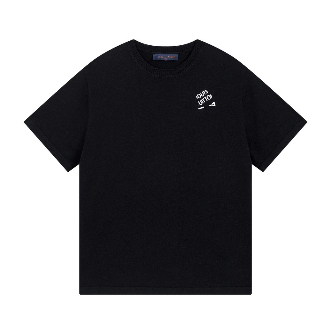 T-shirt de punto de alta versión de burro 2025 nuevo tablero de ajedrez letras jacquard casual suelta hombre y mujer mangas cortas