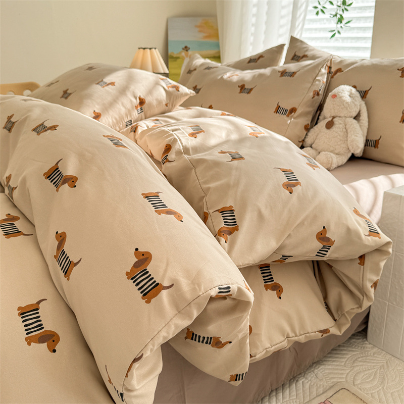 Cartoon Bear Bedding Set Soft Cloud Cotton Three Piece Sheet_voghion.com