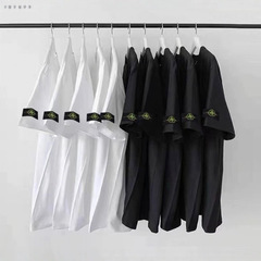クロスボーダーストーンアイランド2025夏 欧米トレンドブランド コンパス袖章 ビッグボードTシャツ 男女兼用 ゆったりカジュアル