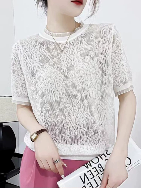 lace knitted summer light and thin breathable base body-friendly sweater, western style