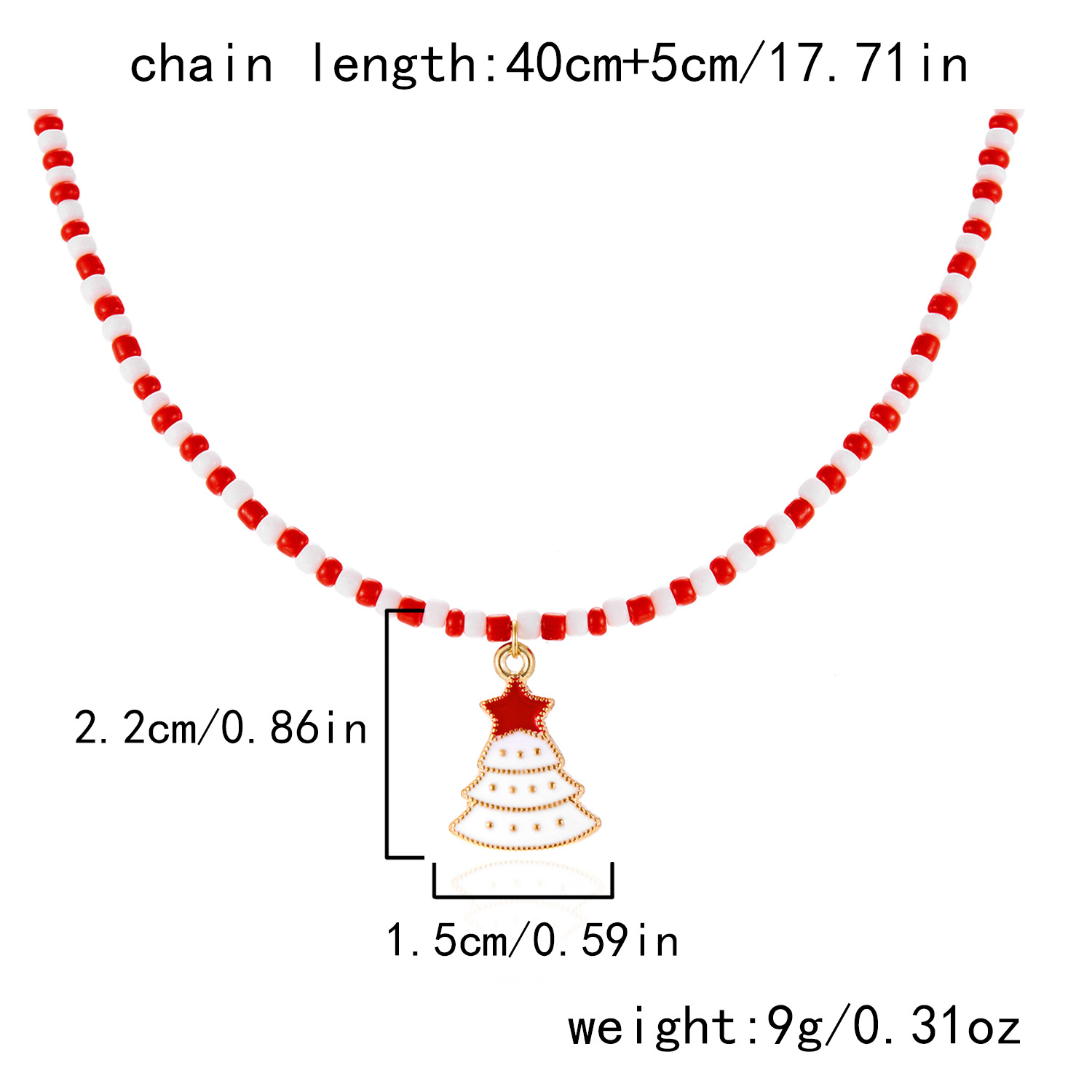nouveau collier de perles fait main à la mode et polyvalent collier de perles de riz de sapin de Noël Père Noël femme_voghion.com