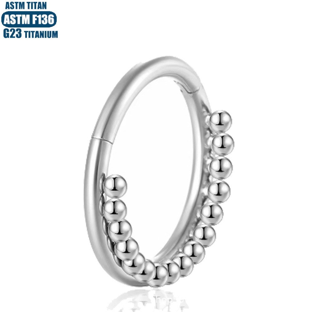 F136 Titanium Nose Ring Seamless Ring with Zircon Earrings Hinged Perforated Jewelry detail image 10