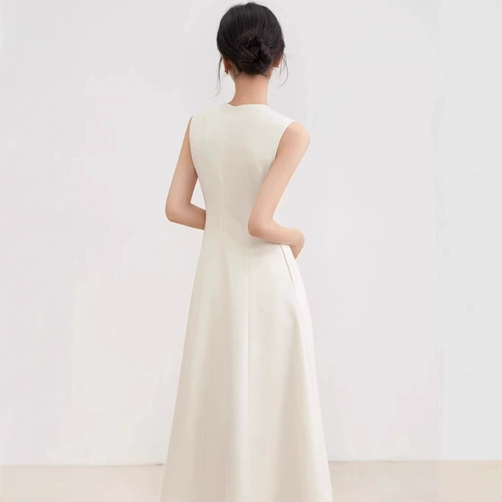 Summer evening dress, dress with sleeves sleevless, fitted, high-quality style, french style