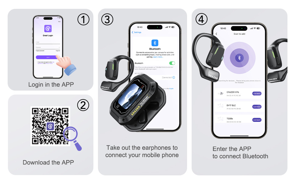 Ability XP6 Bluetooth Earbuds with AI Translation 165 Languages OWS Ear-hook Hi-Fi Sports Earphones Cross-border