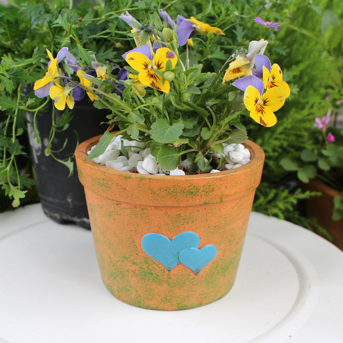  Resin Mending Flower Pot Embossed Love Bow Fleshy Retro Imitation Ceramic Flower Pot Old Large Diameter Now