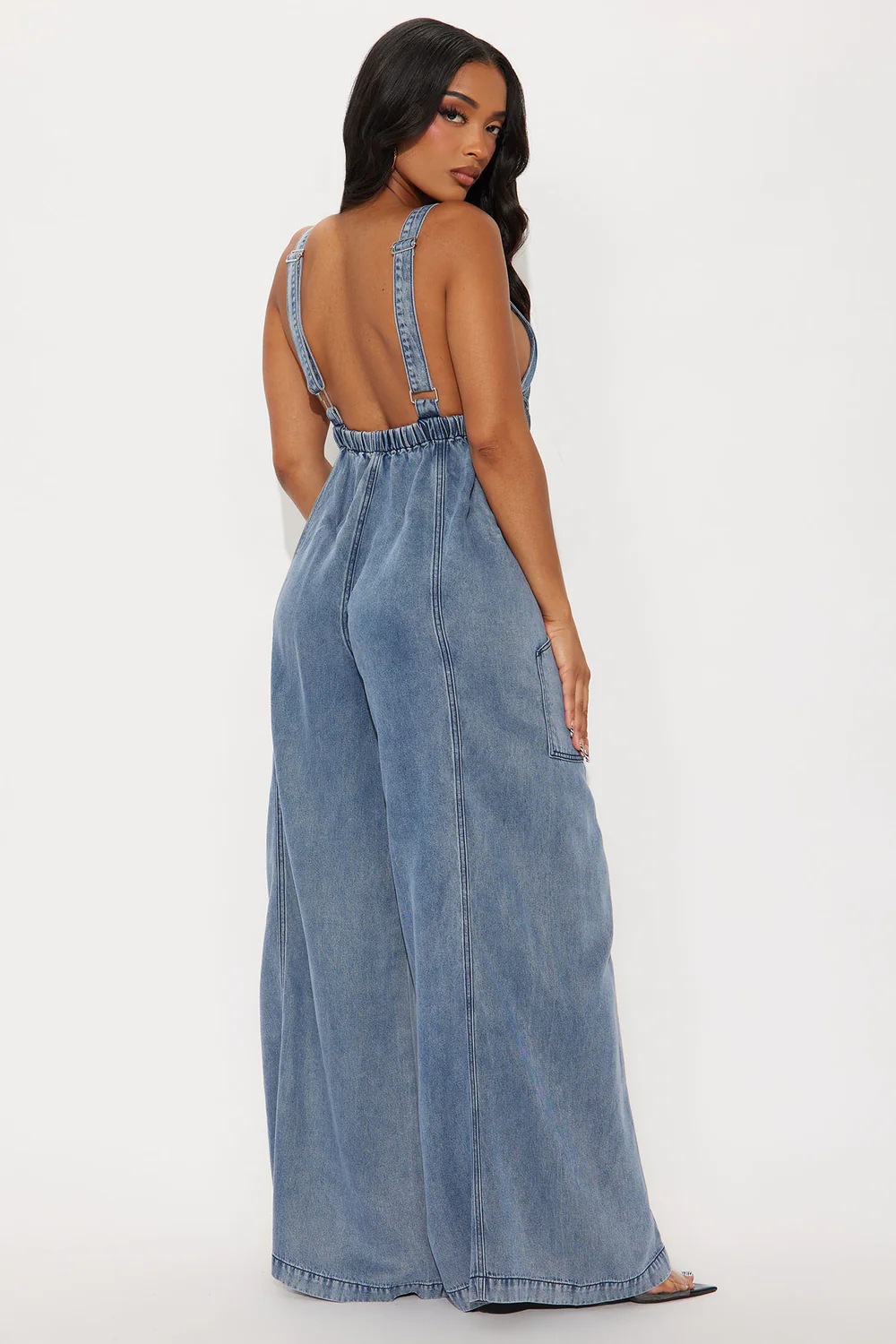Dam denim jumpsuit med vida ben i amerikansk stil_voghion.com