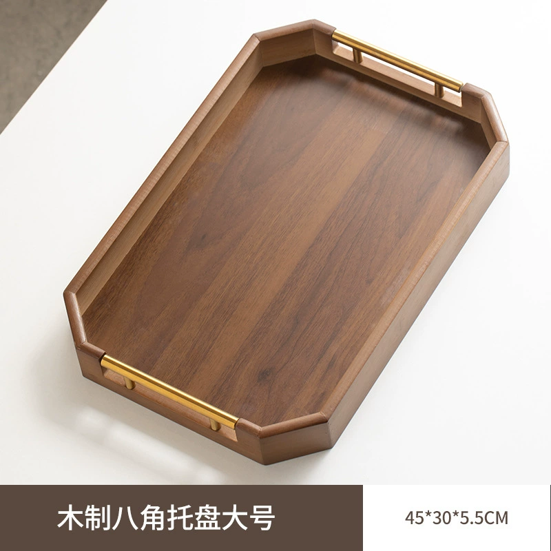 Creative Walnut Wood Serving Set: Rectangular Dinner Plate & Teacup Tray, Internet Celebrity Favorite
