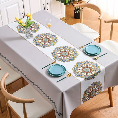 Benzhi Nordic embroidery tablecloth wholesale ins style waterproof, oil-proof and iron-proof rectangular pvc tablecloth coffee table cloth cross-border