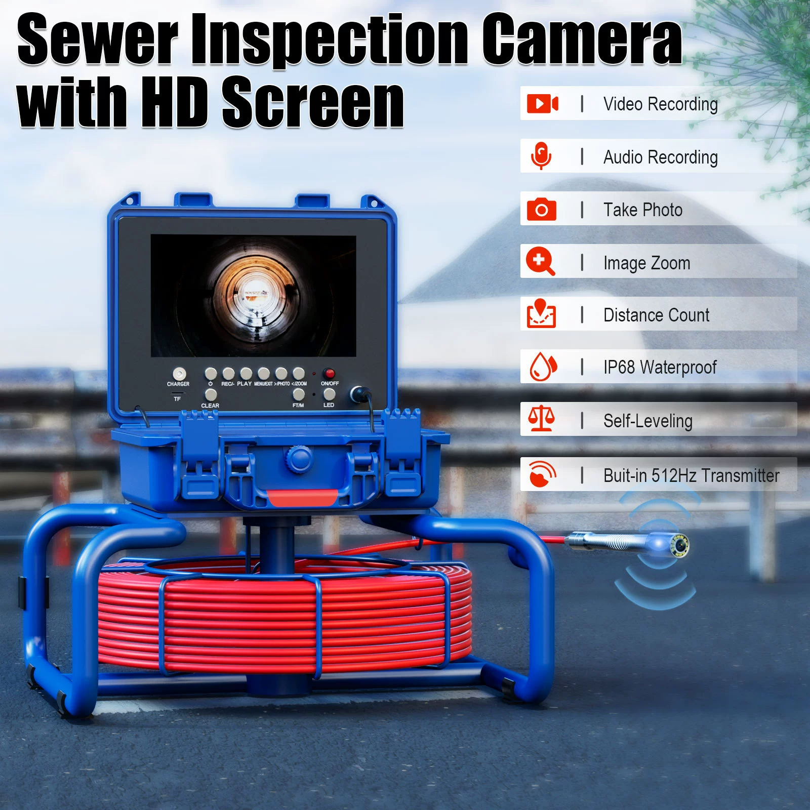 7MM Line HD 1080P9-дюймовый экран видеозаписи AHD с метром изображения Самоуравновешивание 512 пусковой трубы камеры