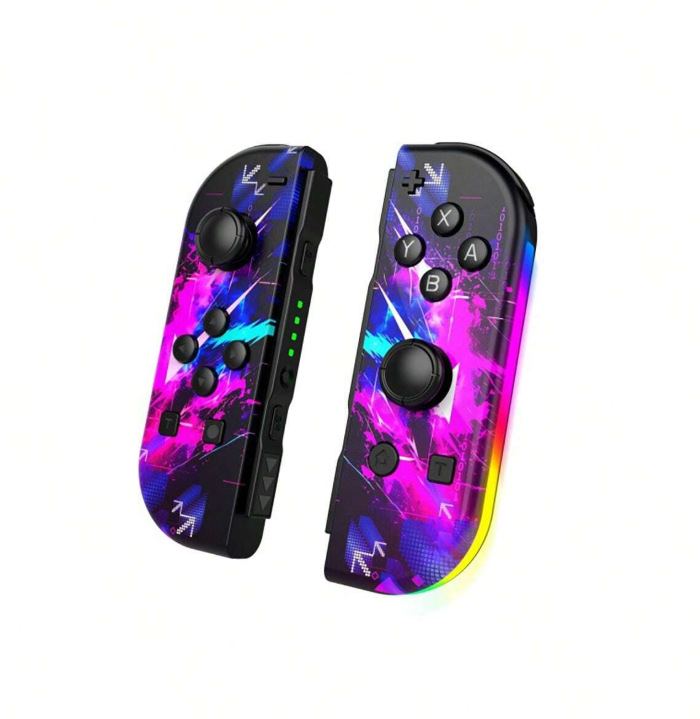 Switch Joycon Gamepad izquierdo y derecho deslumbrante efecto de luz RGB despierta 5.2 sensación de vibración Bluetooth