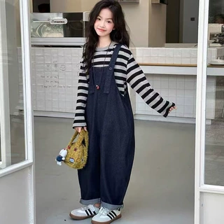 女童春装背带裤套装2026新款儿童洋气时髦中大童韩版春秋季两件套