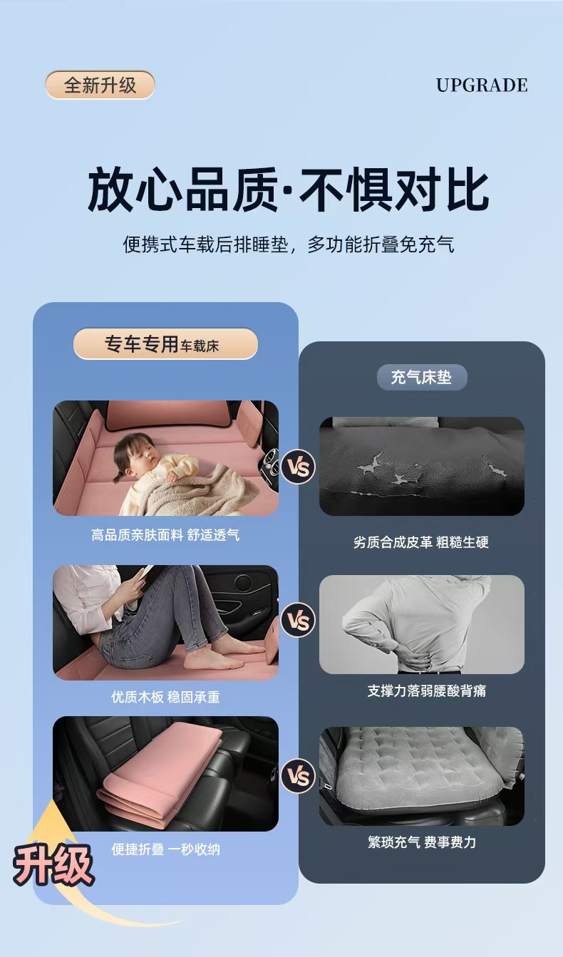 Car Rear Sleeping Pad Foldable Inflatable Back Seat Travel Bed