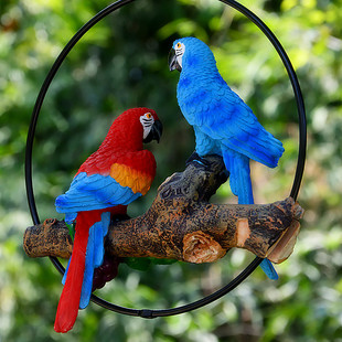 Cross-Border Supply Iron Ring Simulation Parrot Pendant Tree Decoration Bird Model Aerial Pendant Resin Crafts