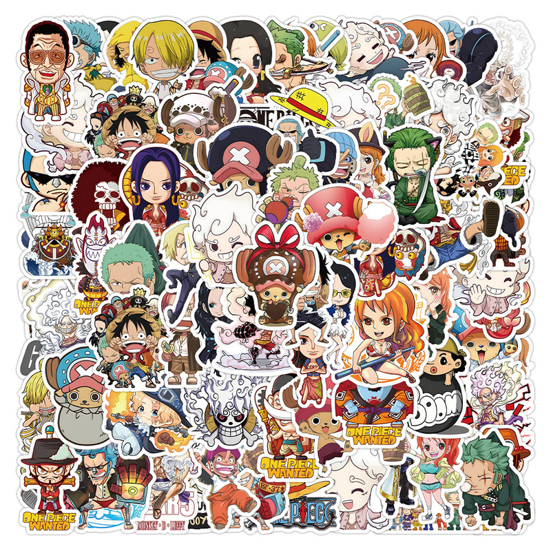 100 Q version one piece 5 files Luffy student journal diary decorative material notebook pattern stickers wholesale