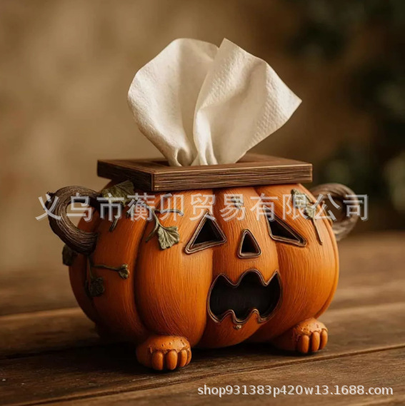 Halloween Pumpkin Tissue Box Holder万圣节南瓜纸巾盒架卫生架|undefined
