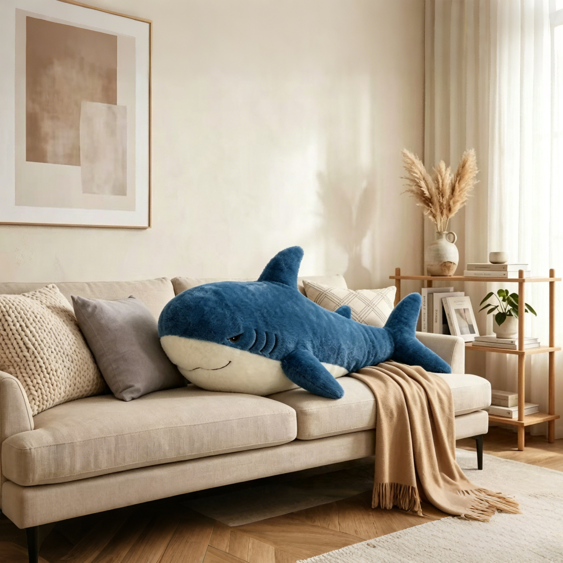 Ocean Series Big Shark Plush Toy, Dolphin Stuffed Doll, Wholesale Plush Toys, Large Sleeping Pillow, Foreign Trade Factory