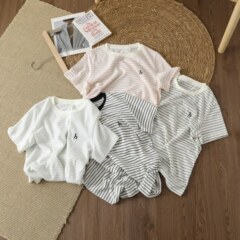 Hazzys/ハギス 25 夏の女性の新しいストライプ夏カジュアル半袖 T シャツドロップシッピング